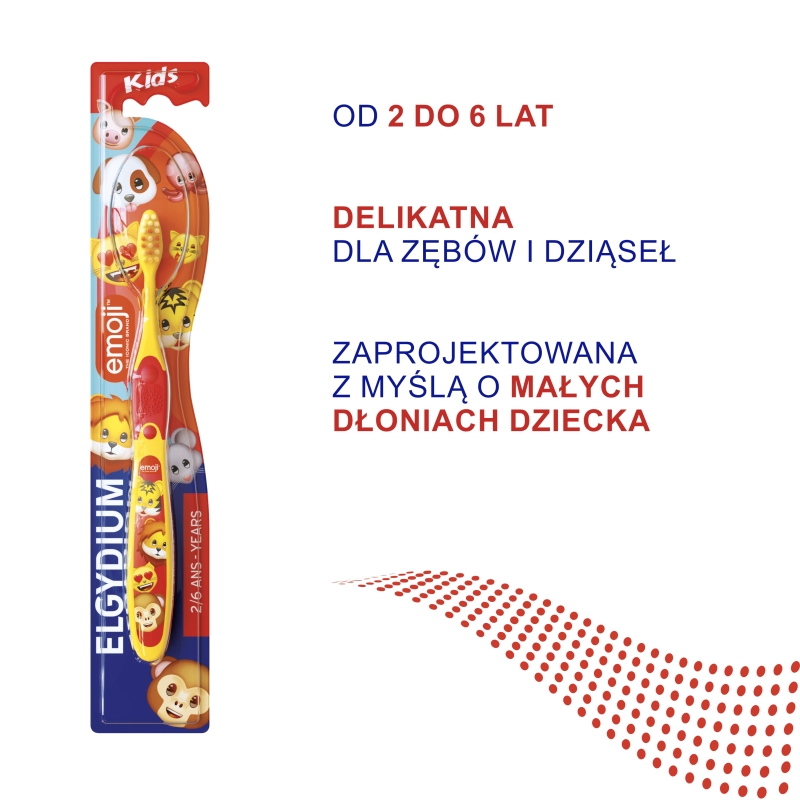 Elgydium Emoji Kids, szczoteczka do zębów dla dzieci w wieku 2-6 lat, 1 szt.