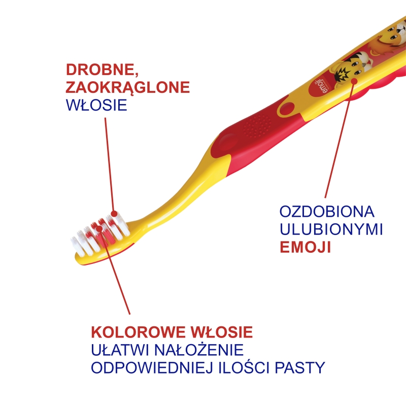 Elgydium Emoji Kids, szczoteczka do zębów dla dzieci w wieku 2-6 lat, 1 szt.