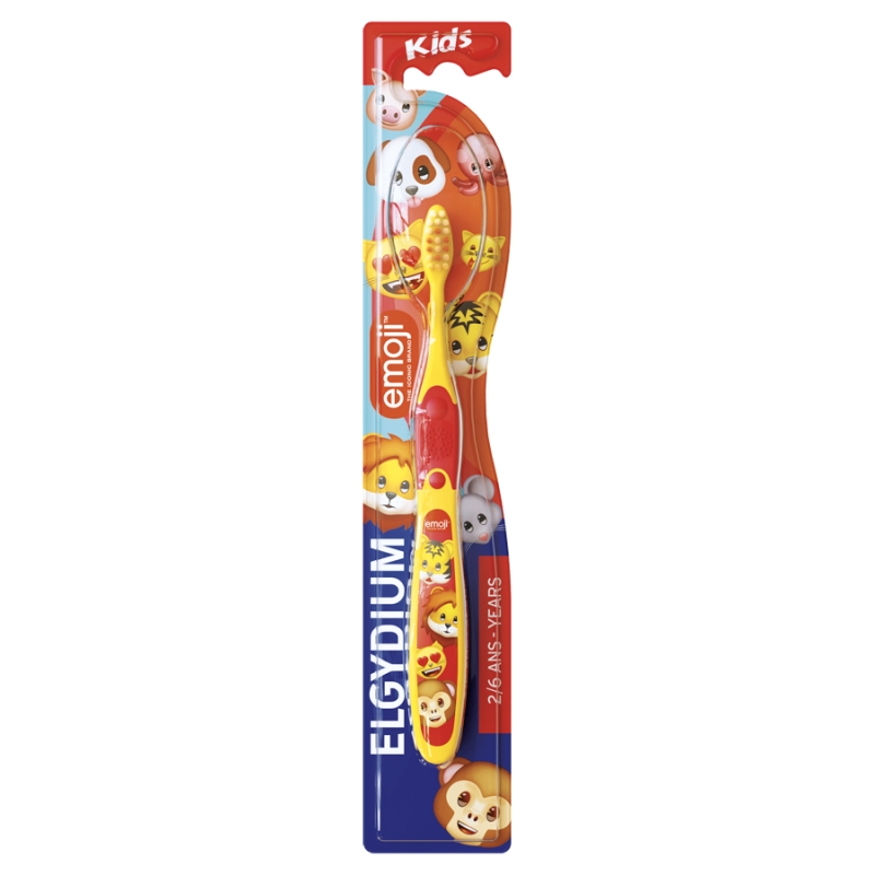 Elgydium Emoji Kids, szczoteczka do zębów dla dzieci w wieku 2-6 lat, 1 szt.