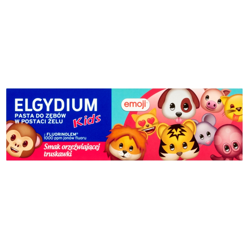 Elgydium Emoji Kids, pasta truskawka dla dzieci od 3 do 6 lat, 50 ml
