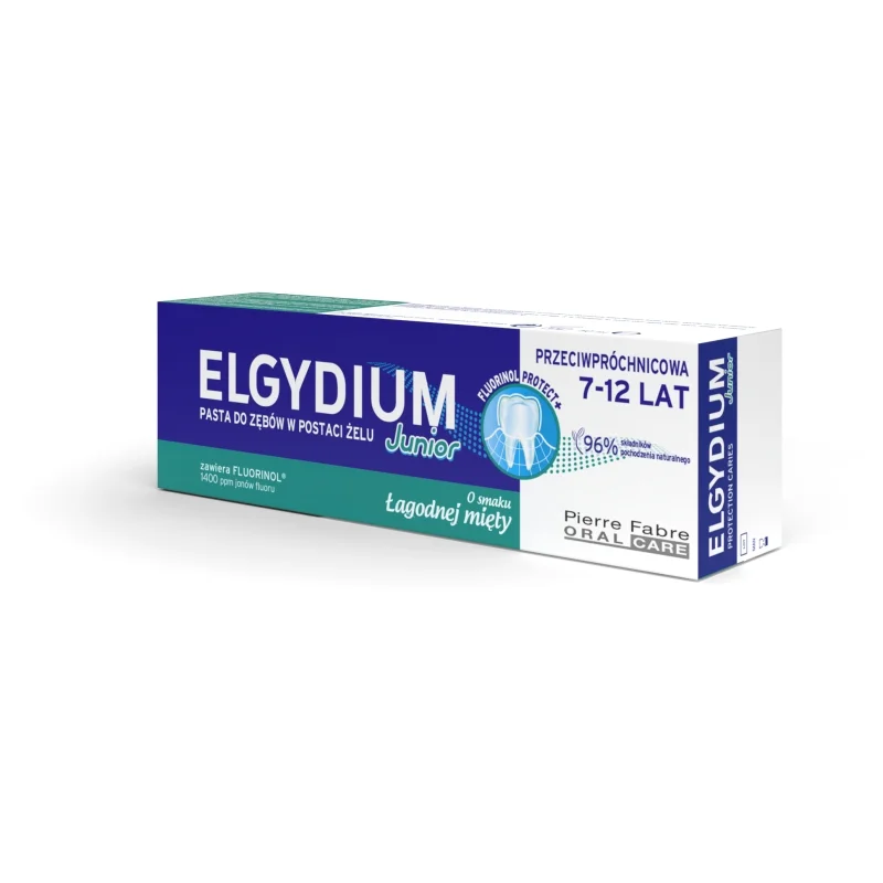 ELGYDIUM Junior, łagodna mięta pasta do zębów dla dzieci 7-12 lat