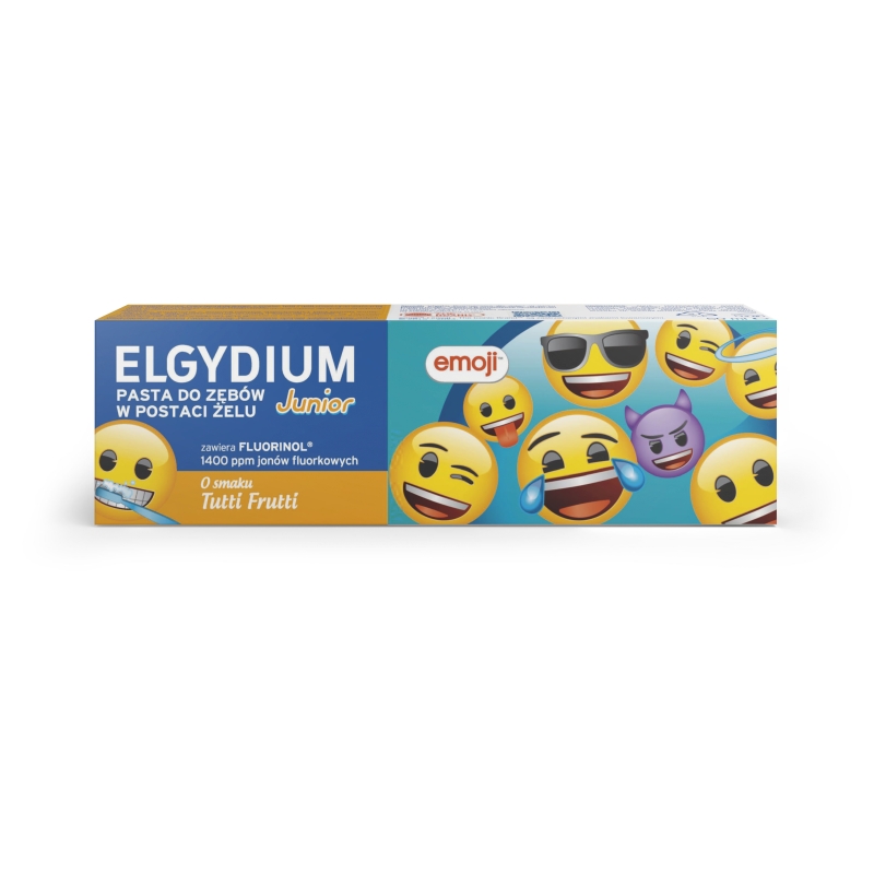 Elgydium Emoji Junior pasta do zębów w żelu dla dzieci 7-12 lat Tutti Frutti, 50 ml