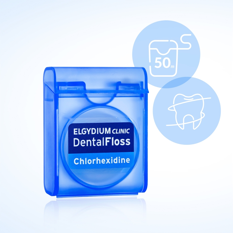 Elgydium Clinic DentalFloss, nić dentystyczna z chlorheksydyną, 50m