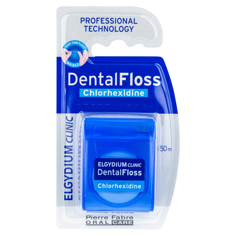 Elgydium Clinic DentalFloss, nić dentystyczna z chlorheksydyną, 50m