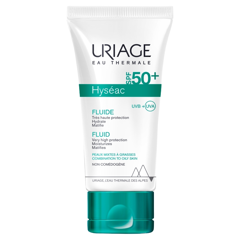 URIAGE Hyseac, fluid przeciwsłoneczny SPF50+ do skóry trądzikowej, 50 ml