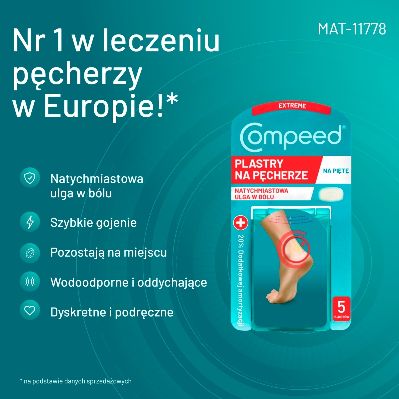 COMPEED Plastry na pęcherze na piętach, rozmiar średni, 5 szt.