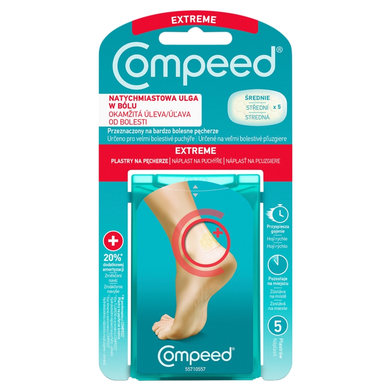 COMPEED Plastry na pęcherze na piętach, rozmiar średni, 5 szt.