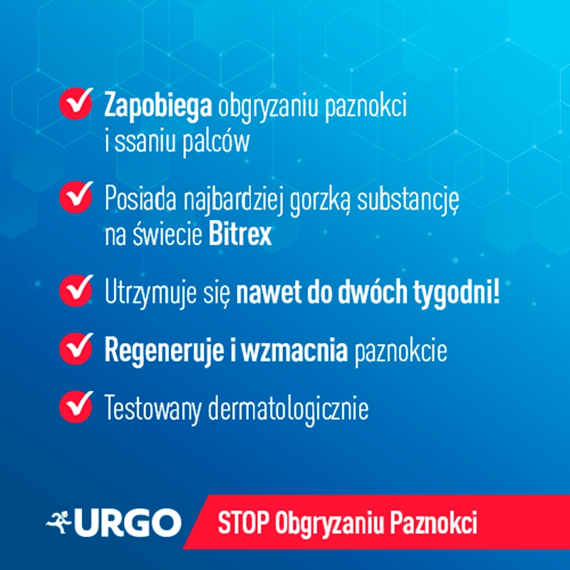 URGO STOP Obgryzaniu Paznokci & Regeneracja, lakier zapobiegający obgryzaniu paznokci i ssaniu palców przezroczysty, 9 ml