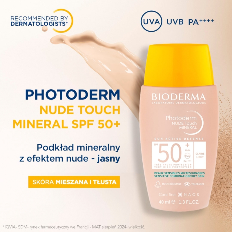 Bioderma Photoderm Nude Touch Mineral, podkład mineralny, SPF 50+, jasny, 40 ml