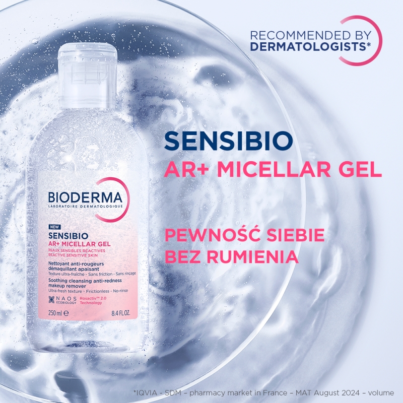 Bioderma Sensibio AR+ Micellar Gel, żel micelarny, 250 ml
