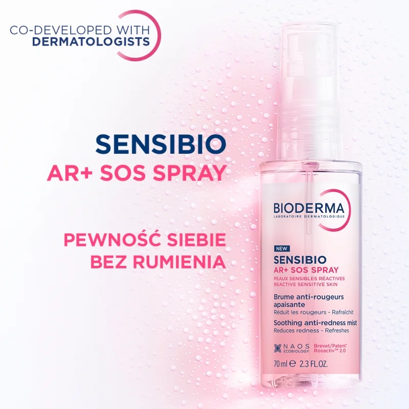 Bioderma Sensibio AR+ Sos Spray, łagodząca mgiełka przeciw zaczerwienieniom, 70 ml