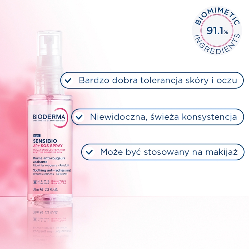 Bioderma Sensibio AR+ Sos Spray, łagodząca mgiełka przeciw zaczerwienieniom, 70 ml