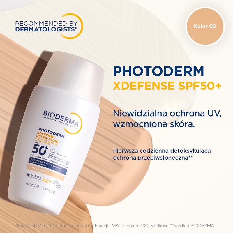 Bioderma Photoderm XDefense Ultra-Fluid, fluid do twarzy, SPF50+, odcień 02, 40 ml