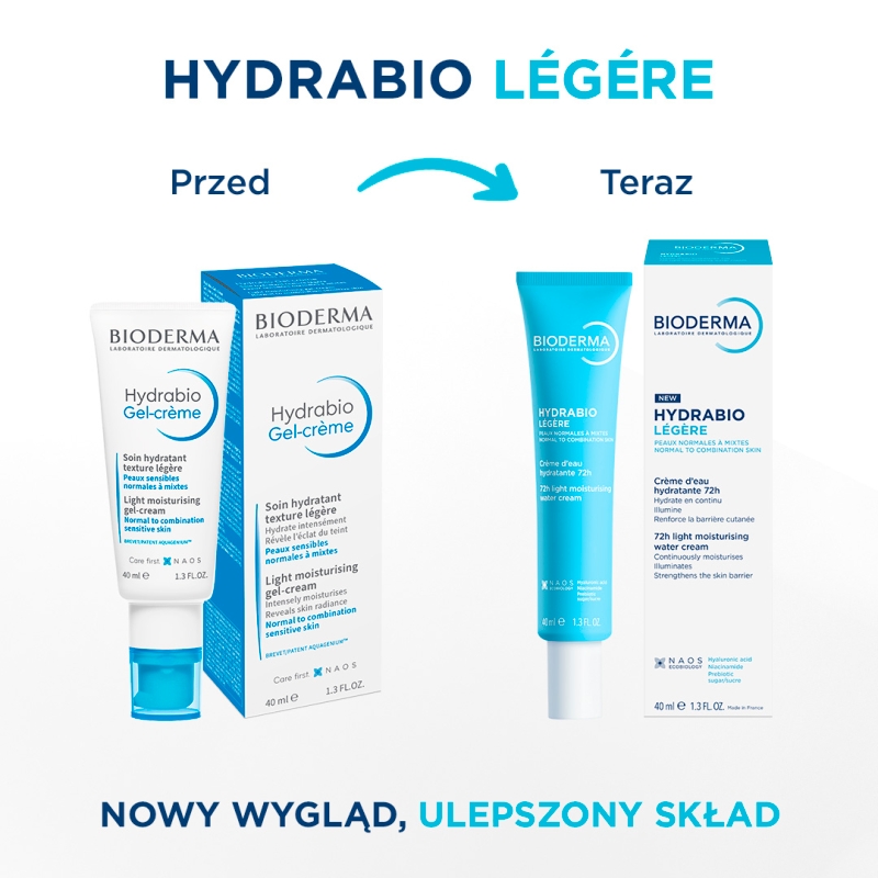 Bioderma Hydrabio Legere, lekki krem nawilżający, 40 ml