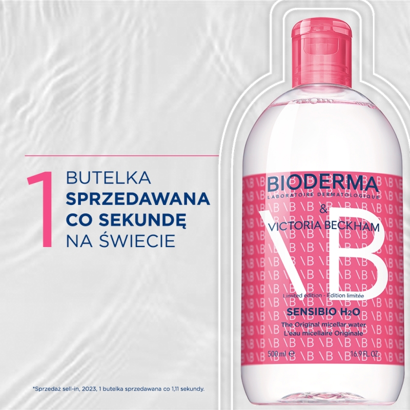 Bioderma Sensibio H2O x Victoria Beckham, woda micelarna do skóry wrażliwej, 500 ml