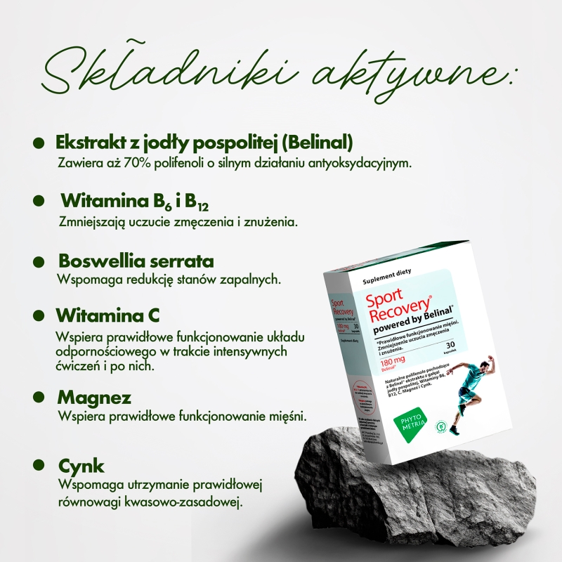 Sport Recovery, kapsułki ze składnikami wspomagającymi funkcjonowanie mięśni, 30 szt.