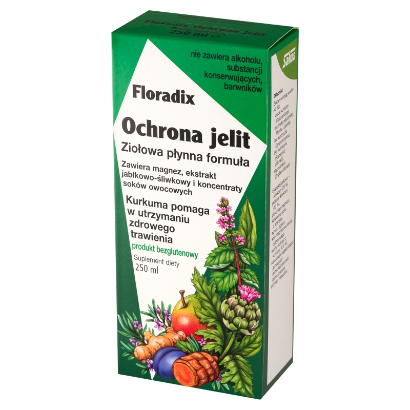 Floradix Ochrona Jelit , płyn z magnezem i kurkumą, bezglutenowy, 250 ml