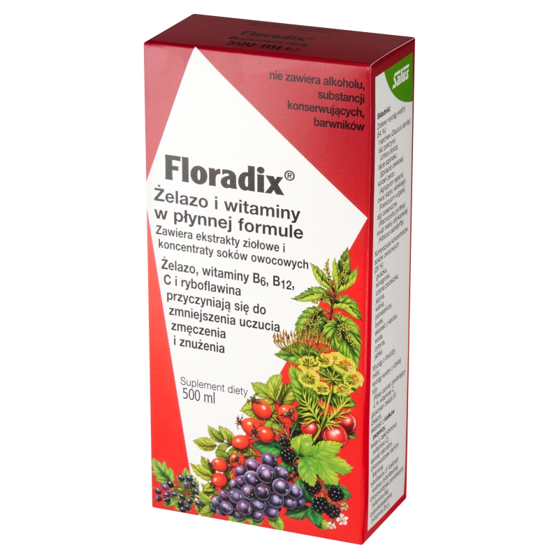 Floradix Żelazo i witaminy , płyn z żelazem, 500 ml