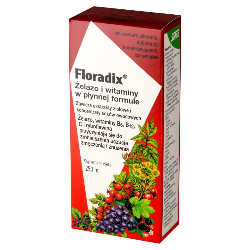 Floradix Żelazo i witaminy, tonik z żelazem, 250 ml
