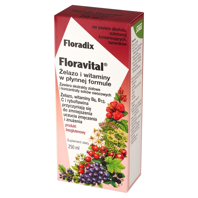 Floradix Floravital , płyn z żelazem i witaminami z grupy B, bezglutenowy, 250 ml