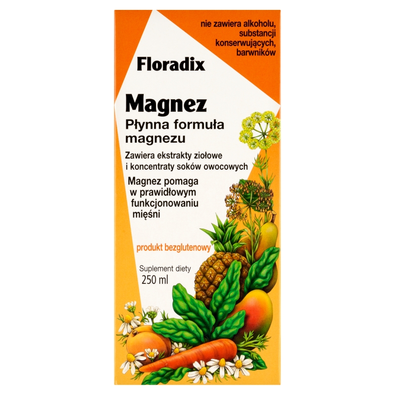Floradix Magnez płyn z magnezem, bezglutenowy, 250 ml 