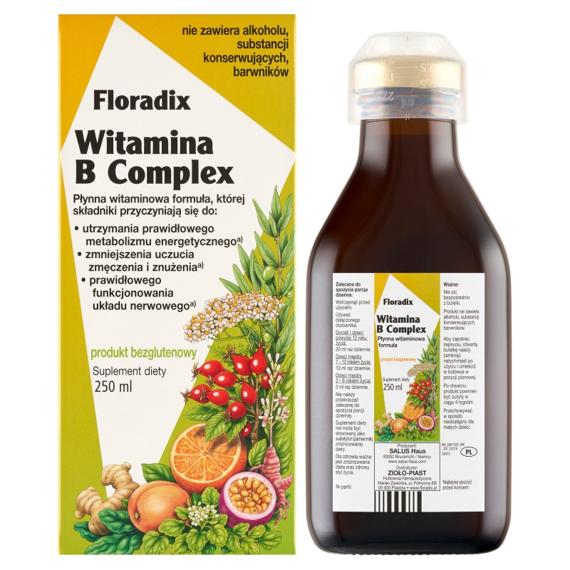 Floradix Witamina B Complex, płyn z witaminami z grupy B, 250 ml