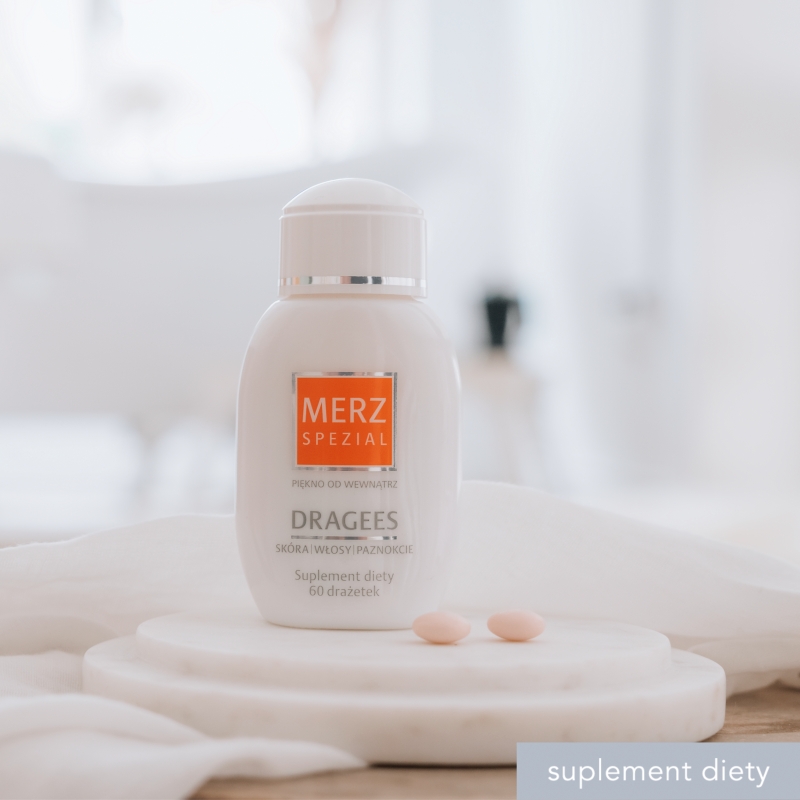 Merz Spezial Dragees, drażetki zawierające witaminy i minerały przynoszące korzyści dla włosów, skóry i paznokci, 60 szt.