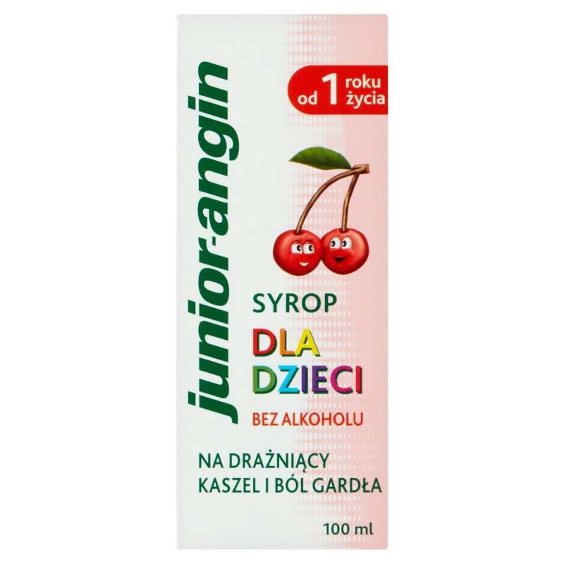 Junior-Angin, syrop na kaszel i ból gardła smak czereśniowy, 100 ml