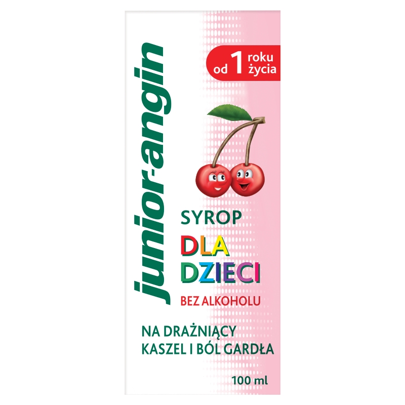 Junior-Angin syrop na kaszel i ból gardła smak czereśniowy, 100 ml