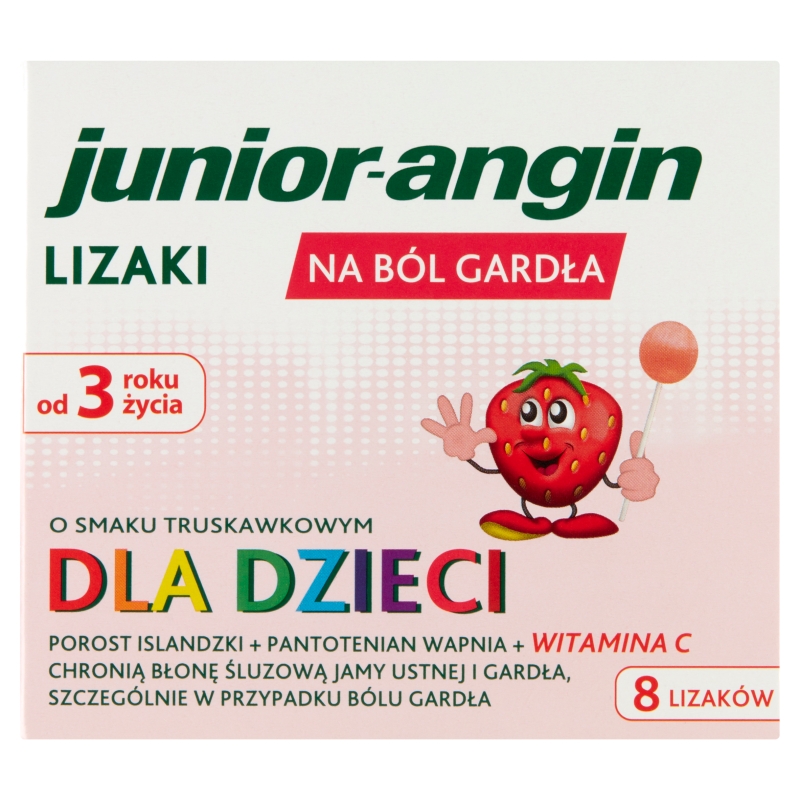 Junior-angin, lizaki dla dzieci na ból gardła, 8 szt.