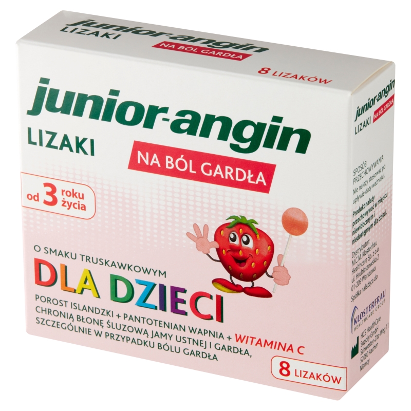 Junior-angin, lizaki dla dzieci na ból gardła, 8 szt.