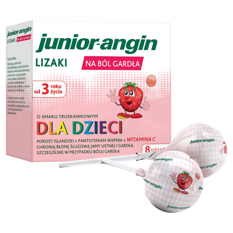 Junior-angin, lizaki dla dzieci na ból gardła, 8 szt.