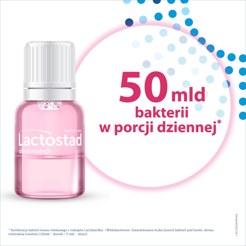 Lactostad dla dorosłych, płyn na przywrócenie i utrzymanie prawidłowej flory bakteryjnej, 7 ampułek x 7 ml