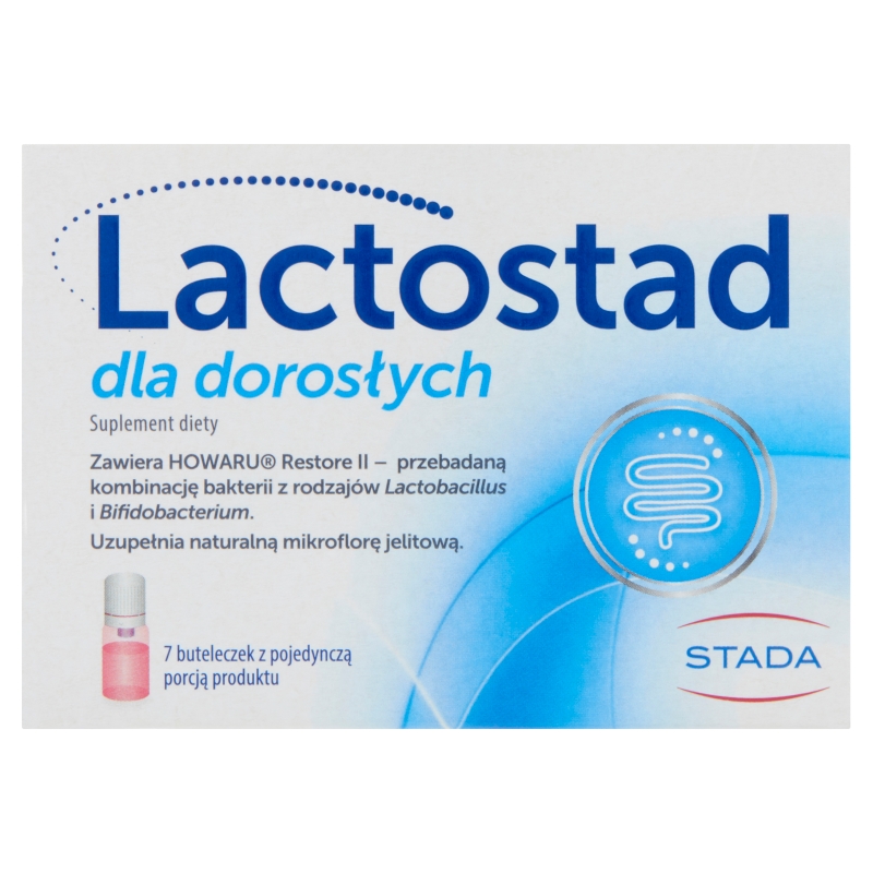 Lactostad dla dorosłych, płyn na przywrócenie i utrzymanie prawidłowej flory bakteryjnej, 7 ampułek x 7 ml