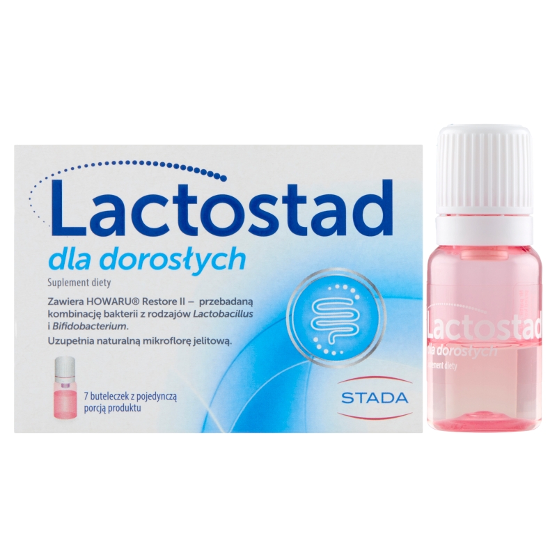 Lactostad dla dorosłych, płyn na przywrócenie i utrzymanie prawidłowej flory bakteryjnej, 7 ampułek x 7 ml