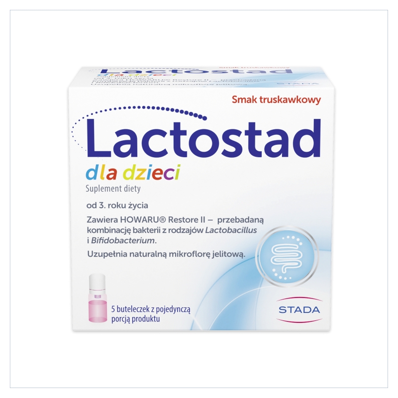 Lactostad dla dzieci , płyn na przywrócenie i utrzymanie prawidłowej flory bakteryjnej, 5 ampułek x 7 ml