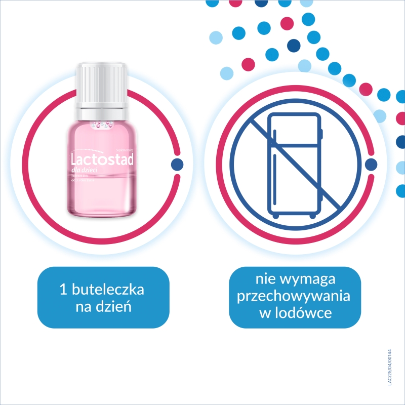 Lactostad dla dzieci , płyn na przywrócenie i utrzymanie prawidłowej flory bakteryjnej, 5 ampułek x 7 ml