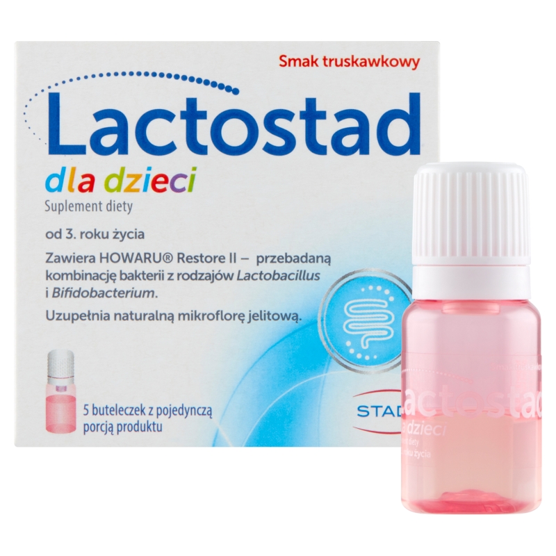 Lactostad dla dzieci , płyn na przywrócenie i utrzymanie prawidłowej flory bakteryjnej, 5 ampułek x 7 ml