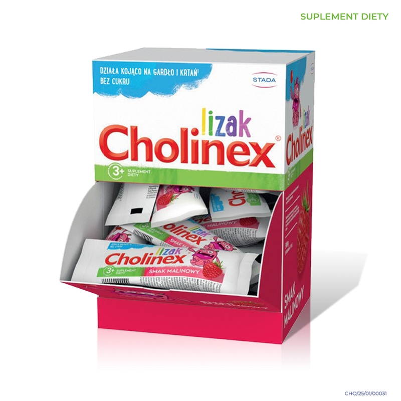 Lizak Cholinex, o smaku malinowym dla dzieci, 1 szt.