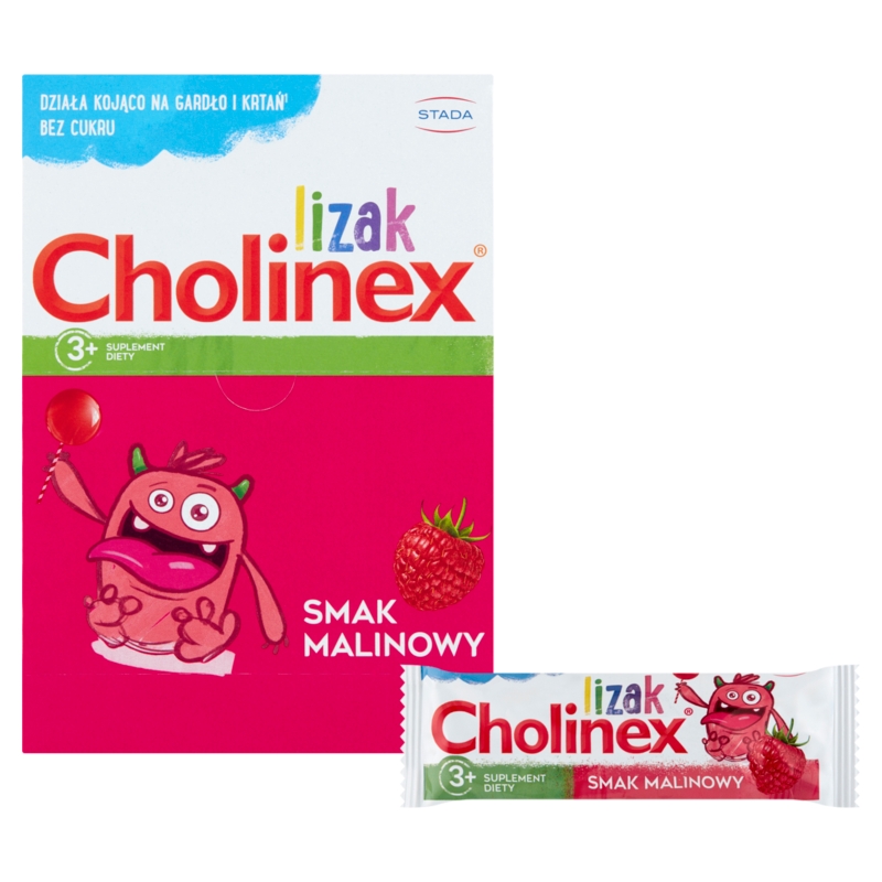 Lizak Cholinex, o smaku malinowym dla dzieci, 1 szt.