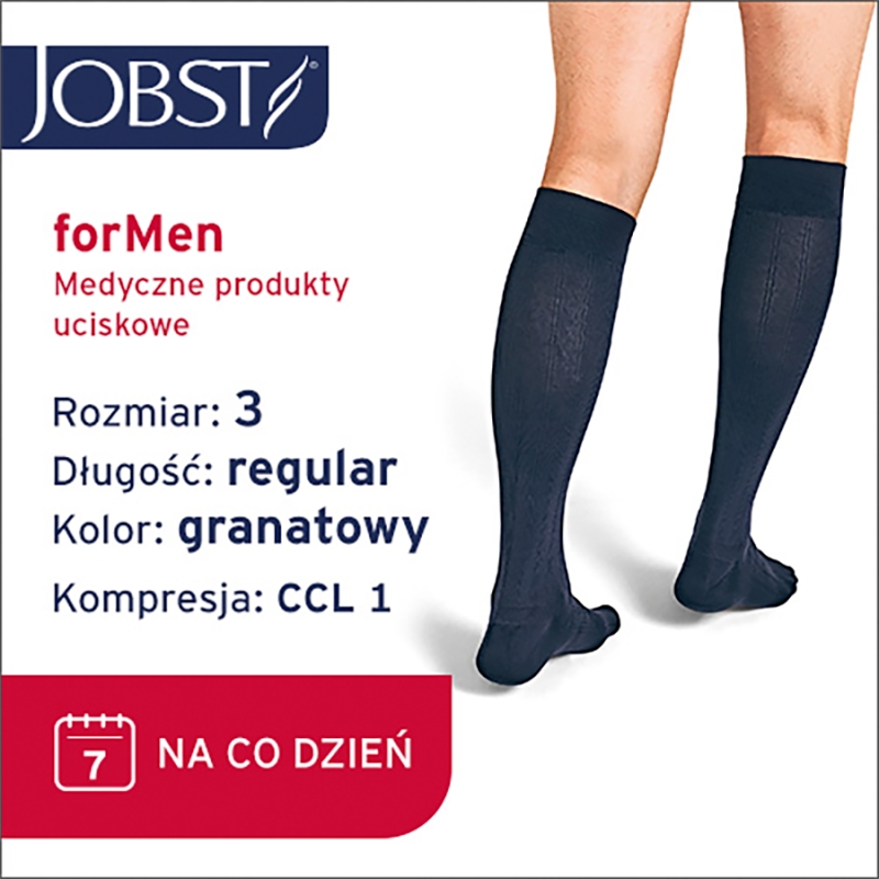 JOBST ForMen Explore, podkolanówki uciskowe dla mężczyzn CCL1 grantowe, rozmiar 3, 1 para