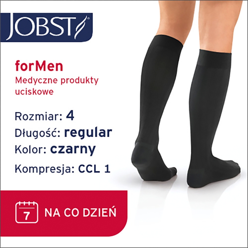 JOBST ForMen Explore, podkolanówki uciskowe dla mężczyzn CCL1 czarne, rozmiar 4, 1 para