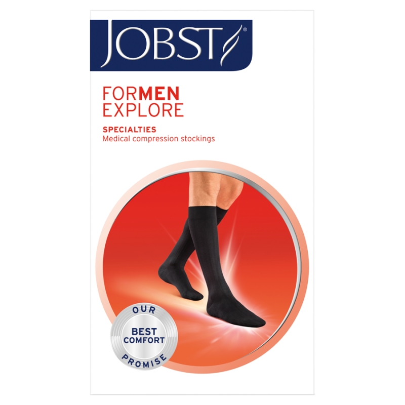 JOBST ForMen Explore, podkolanówki uciskowe dla mężczyzn CCL1 czarne, rozmiar 2, 1 para