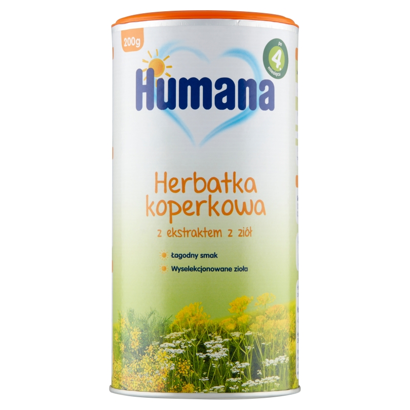 Humana Herbatka Koperkowa, kompozycja kopru włoskiego, kminu i inuliny dla niemowląt, 200 g