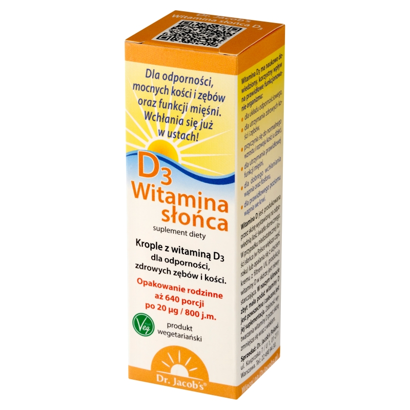 Dr. Jacob’s Witamina Słońca D3 , krople w butelce, 20 ml
