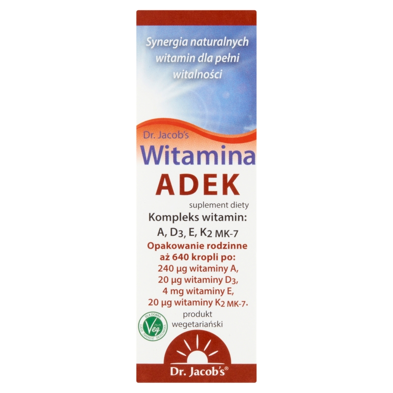 Dr. Jacob’s Witamina ADEK , krople z kompleksem witamin rozpuszczalnych w tłuszczach, 20 ml