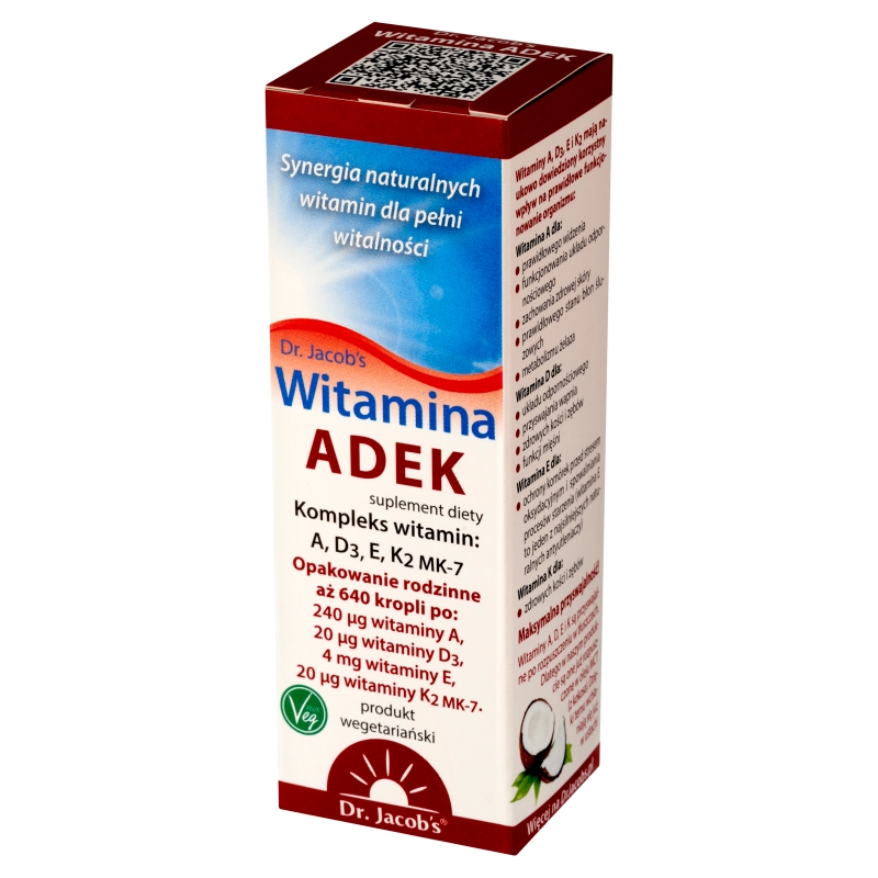 Dr. Jacob’s Witamina ADEK , krople z kompleksem witamin rozpuszczalnych w tłuszczach, 20 ml