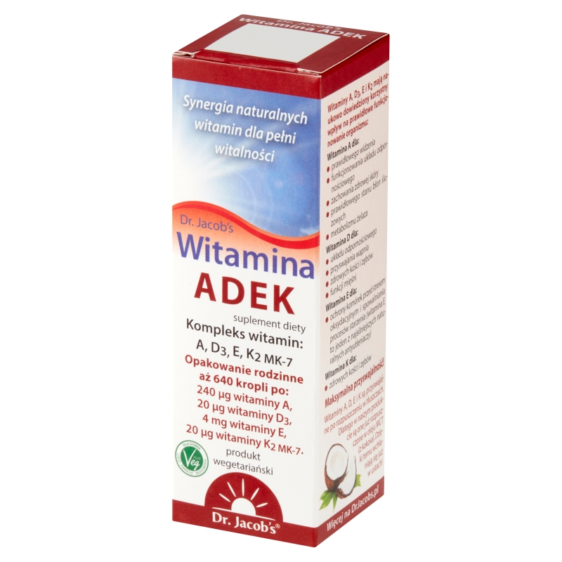 Dr. Jacob’s Witamina ADEK , krople z kompleksem witamin rozpuszczalnych w tłuszczach, 20 ml