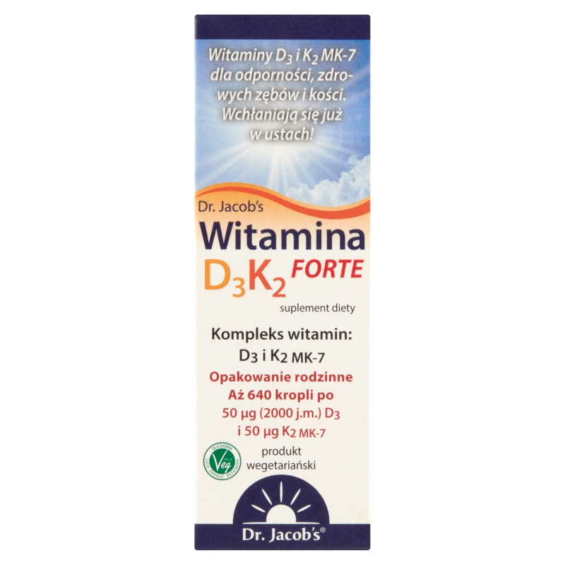 Dr. Jacob’s Witamina D3 K2 FORTE krople w butelce, 20 ml