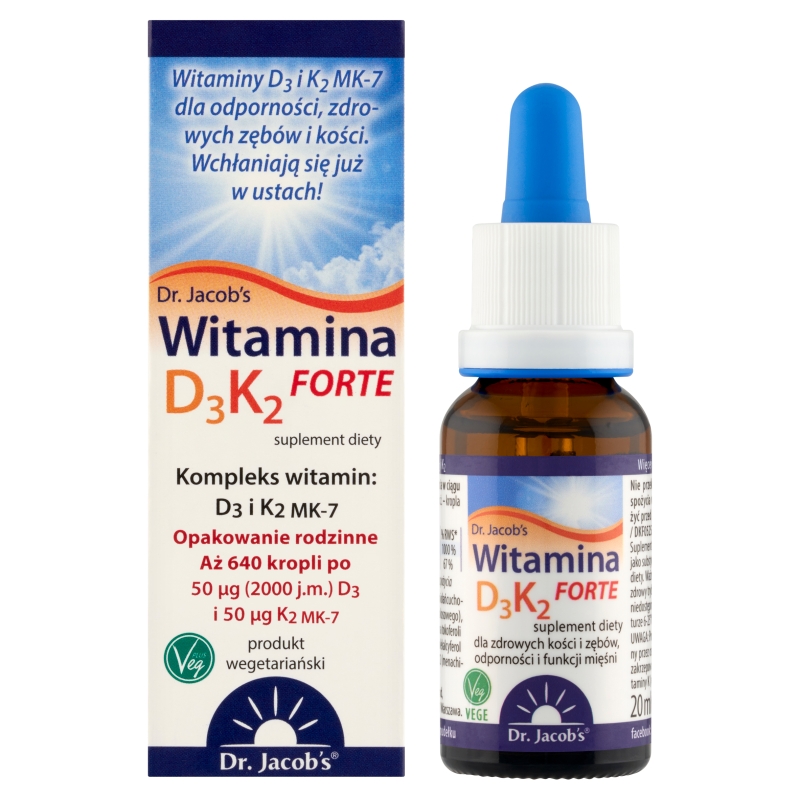 Dr. Jacob’s Witamina D3 K2 FORTE , krople w butelce, 20 ml